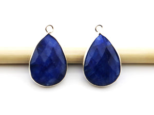 Silver Lapis Faceted Pear Bezel, 14X18 mm, (SSBZC-9022) - Beadspoint