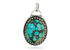 Sterling Silver  Kingman Turquoise Antique Style Rope Pattern Oval Artisan Handcrafted Pendant, (SP-5546)