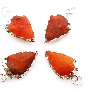 Silver Electroplated Arrow Head Carnelian Bezel, 28-32 mm, (SSBZC-9027) - Beadspoint