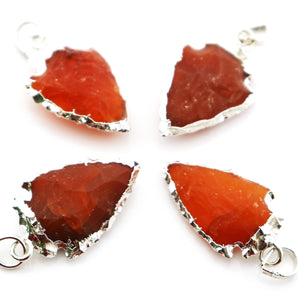 Silver Electroplated Arrow Head Carnelian Bezel, 28-32 mm, (SSBZC-9027) - Beadspoint