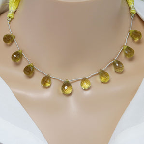 Genuine Natural Lemon Topaz Faceted Tear Drops, 9x13-10x15 mm, Rich Color, (LTZ-TR-9x13-10x15)(343)