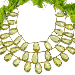 Genuine Natural Lemon Topaz Faceted Pear Drops, 11x18-12x20 mm, Rich Color, (LTZ-PR-11x18-12x20)(344)