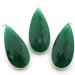 Silver Faceted Pear Bezel, 21x46 mm, (SSBZC-7308) - Beadspoint