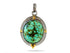 Sterling Silver Kingman Turquoise Antique Style Oval Artisan Handcrafted Pendant w/ Gold Granulation, (SP-5554)