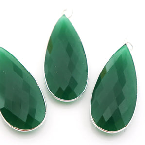 Silver Faceted Pear Bezel, 21x46 mm, (SSBZC-7308) - Beadspoint