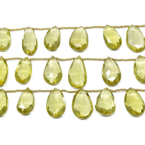 Genuine Natural Lemon Topaz Faceted Pear Drops, 11x18-12x20 mm, Rich Color, (LTZ-PR-11x18-12x20)(344)