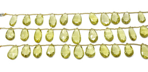 Genuine Natural Lemon Topaz Faceted Pear Drops, 11x18-12x20 mm, Rich Color, (LTZ-PR-11x18-12x20)(344)