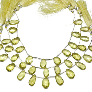 Genuine Natural Lemon Topaz Faceted Pear Drops, 9x15-7x14 mm, Rich Color, (LTZ-PR-9x15-7x14)(345)