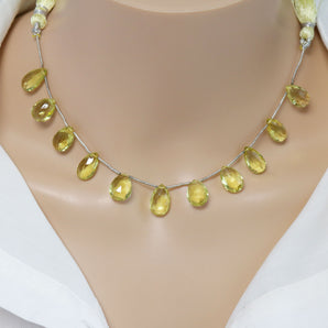 Genuine Natural Lemon Topaz Faceted Pear Drops, 9x15-7x14 mm, Rich Color, (LTZ-PR-9x15-7x14)(345)