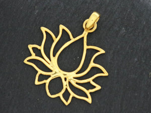 Sterling Silver Artisan Lotus Charm, (AF-362) - Beadspoint