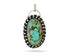 Sterling Silver Kingman Turquoise Antique Style Granulation Oval Artisan Handcrafted Pendant, (SP-5560)