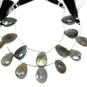 Natural Labradorite Faceted Pear Drops, 15x22-16x25 mm, Rich Blue Flash, (LAB-PR 15x22-16x25)(348)