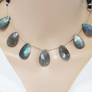Natural Labradorite Faceted Pear Drops, 15x22-16x25 mm, Rich Blue Flash, (LAB-PR 15x22-16x25)(348)