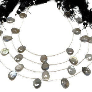 Natural Labradorite Faceted Pear Drops, 9x12 mm, Rich Blue Flash, (LAB-PR-9x12)(349)