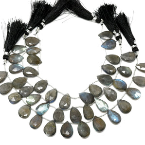 Natural Labradorite Faceted Pear Drops, 10x14-11x15 mm, Rich Blue Flash, (LAB-PR-10x14-11x15)(350)