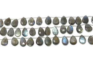 Natural Labradorite Faceted Pear Drops, 10x14-11x15 mm, Rich Blue Flash, (LAB-PR-10x14-11x15)(350)