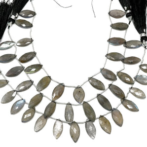 Natural Labradorite Faceted Marquise Drops, 7x18 mm, Rich Blue Flash, (LAB-MR-7x18)(351)