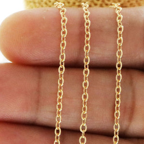 Gold Filled Textured Pattern Chain, 2x1.8 mm, (GF-028)
