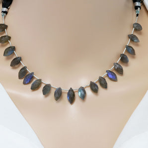 Natural Labradorite Marquise Drops, 7x12-7x15 mm, Rich Blue Flash, (LAB-MRQ-7x12-15)(353)