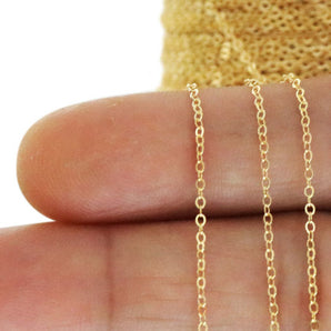 14K Gold Filled Fine Flat Oval Cable Chain, 1.75x1 mm,(GF-030)