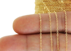14K Gold Filled Fine Flat Oval Cable Chain, 1.75x1 mm,(GF-030)
