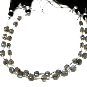 Natural Labradorite Faceted Cube Drops, 5-6 mm, Rich Blue Flash, (LAB-CUBE-5-6)(354)