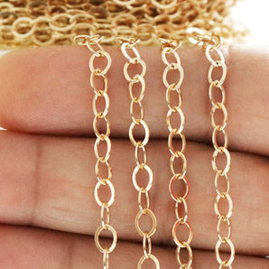 14K Gold Filled Flat Oval Cable medium weight Chain, 4.5x3.5 mm, (GF-033)