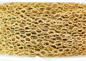 14K Gold Filled Etched Textured Pattern Flat Oval Cable Chain, 4.5x3.2 mm, (GF-034)