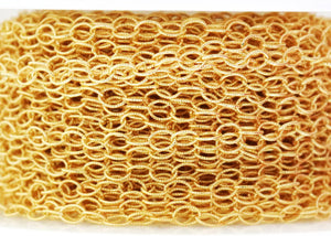 14K Gold Filled Textured Pattern Oval Cable Chain, 3x2 mm, (GF-036)