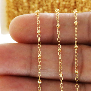 14K Gold Filled Satellite Cable Chain w/ 2 mm Bead, (GF-039)