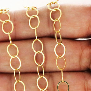 14K Gold Filled Large Flat Oval medium weight Cable Chain, 7x6 mm, (GF-045)