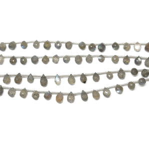 Natural Labradorite Faceted Tear Drops, 4x6-4x7mm, Rich Blue Flash, (LAB-TR-4x6-7)(356)