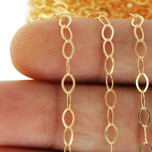14K Gold Filled Flat Oval Cable Chain, 4.2x2.7 mm, (GF-047)