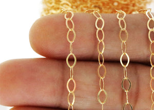 14K Gold Filled Flat Oval Cable Chain, 4.2x2.7 mm, (GF-047)