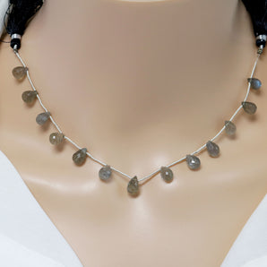 Natural Labradorite Faceted Tear Drops, 5x7-6x9 mm, Rich Blue Flash, (LAB-TR-5x7-6x9)(357)