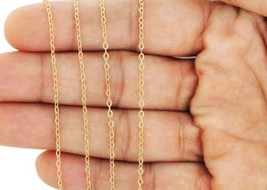 14K Gold Filled Textured Pattern Oval Cable Chain, 2x1.25 mm, (GF-066)