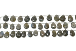 Natural Labradorite Faceted Pear Drops, 9x13-11x15 mm, Rich Blue Flash, (LAB-PR-9x13-11x15)(360)