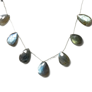 Natural Labradorite Faceted Pear Drops,12x15-14x20 mm, Rich Blue Flash, (LAB-PR-12x15-14x20)(363)