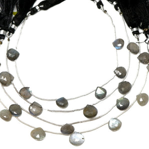 Natural Labradorite Faceted Heart Drops, 9-11 mm, Rich Blue Flash, (LAB-HRT-9-11)(365)