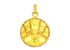 Pave Diamond Lucky Talisman symbols Medallion Pendant, (DPM-1176)