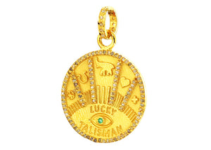 Pave Diamond Lucky Talisman symbols Medallion Pendant, (DPM-1176)
