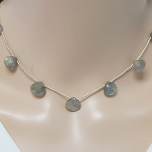 Natural Labradorite Faceted Heart Drops, 9-11 mm, Rich Blue Flash, (LAB-HRT-9-11)(365)
