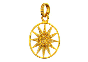 Pave Diamond Open Work Sun Medallion Pendant, (DPM-1175)
