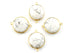 Gold Plated White Turquoise Faceted Round Coin Shape Bezel Connector, 21 mm, (BZCT-1072)