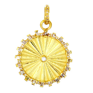 Pave Diamond Baguette Large Fluted Medallion, (DPM-1197)