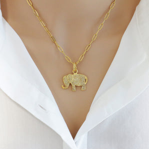 Pave Diamond Elephant  Pendant, (DPM-1178)