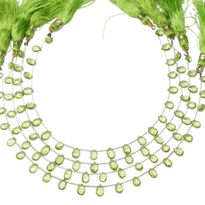 Natural Peridot Faceted Pear Drops, 4x6 mm, Rich Olive Green color, Peridot Gemstone Beads, (PER-PR-4x6)(369