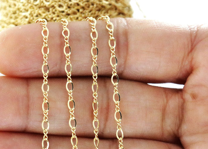 14K Gold Filled Tube Anchor Chain Necklace for Jewelry Making, 15.8 Inches