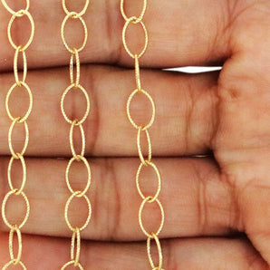 14K Gold Filled Twisted Wire Oval Cable Chain, 7.5x5.5 mm, (GF-087)