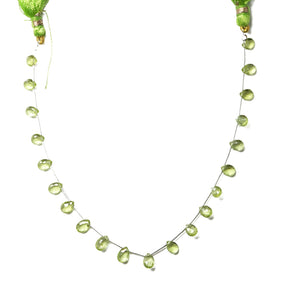 Natural Peridot Faceted Pear Drops, 4x6 mm, Rich Olive Green color, Peridot Gemstone Beads, (PER-PR-4x6)(369